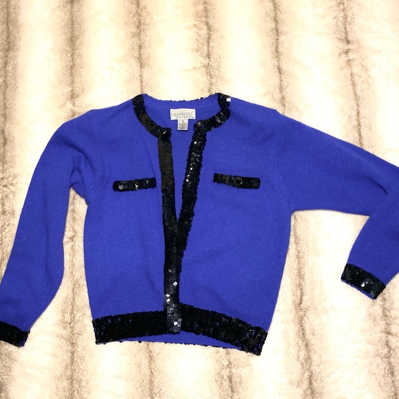 Lauren Cole petite lamb wool angora Cardigan Sweater long sleeves embellished - Picture 2 of 13